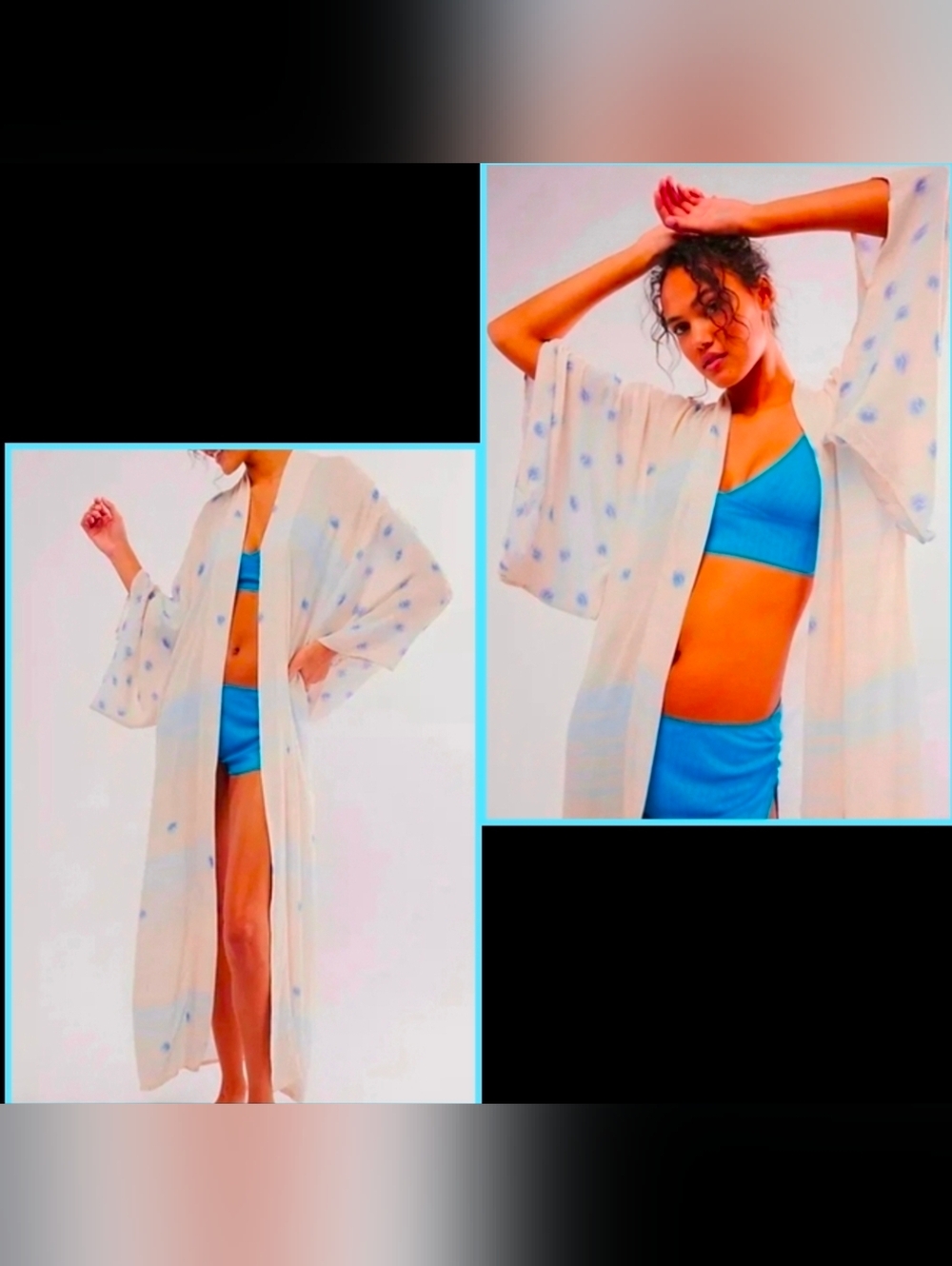 Free People X Laurel Canyon Aura Beach Duster Sz One Size In Ivory Blue NWT$168